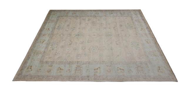 Transitional Oushak Style Rug from India, 12'02 X 15'03 Transitional Oushak Style Rug from India, 12'02 X 15'03